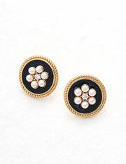 Vintage Floral Imitation Pearl Stud Earrings-1