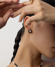 Vintage Floral Imitation Pearl Stud Earrings-4