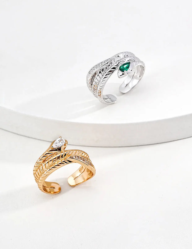 Vintage Leaf Zircon Ring-0