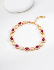 Vintage Matte Ruby-Inspired Zircon Bracelet-0