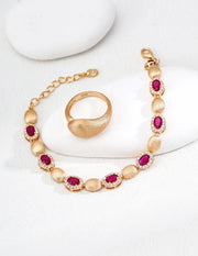 Vintage Matte Ruby-Inspired Zircon Bracelet-2
