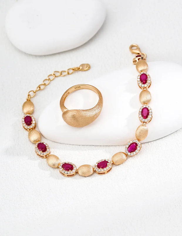 Vintage Matte Ruby-Inspired Zircon Bracelet-2