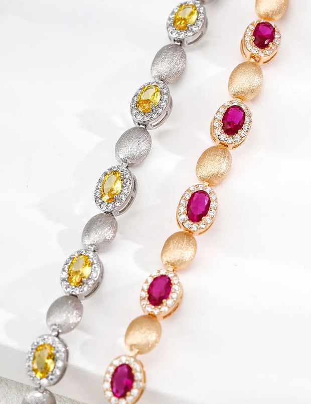 Vintage Matte Ruby-Inspired Zircon Bracelet-3