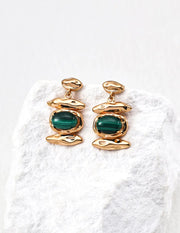 Vintage Natural Malachite Earrings-0