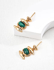Vintage Natural Malachite Earrings-1