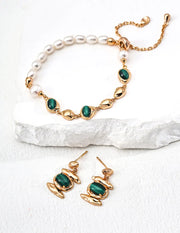 Vintage Natural Malachite Earrings-2