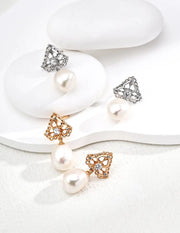 Vintage Pearl Zircon Earrings-0