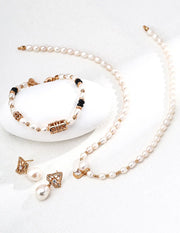 Vintage Pearl Zircon Earrings-3