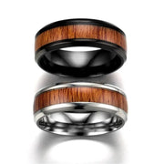 Vintage Stainless Steel Wood Rings For Men - Memoriex 