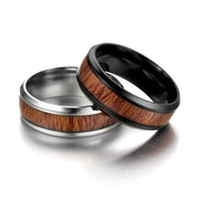 Vintage Stainless Steel Wood Rings For Men - Memoriex 