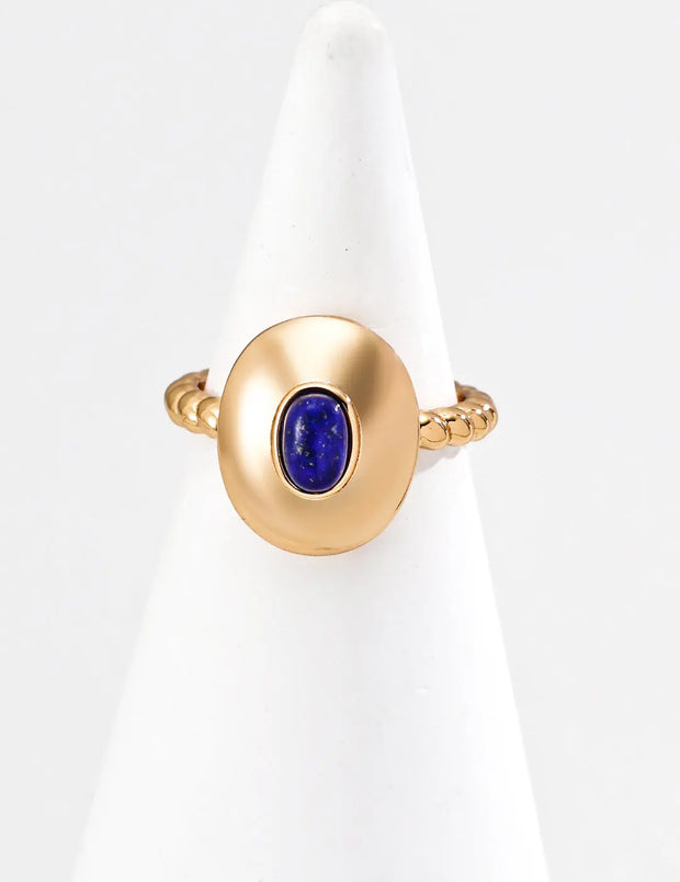Vintage Style Onyx / Lapis Lazuli Stud Ring-0