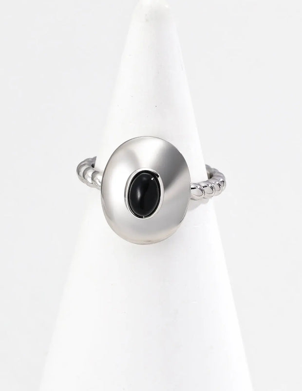 Vintage Style Onyx / Lapis Lazuli Stud Ring-1