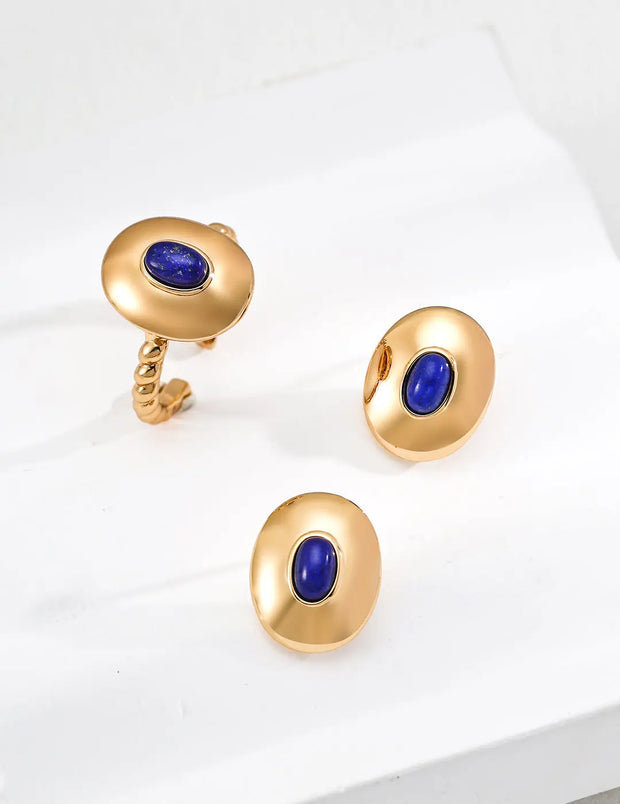 Vintage Style Onyx / Lapis Lazuli Stud Ring-2