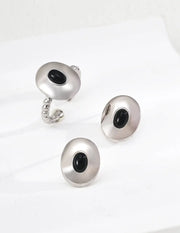 Vintage Style Onyx / Lapis Lazuli Stud Ring-3