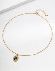 Vintage Woven Texture Gemstone Pendant Necklace-1