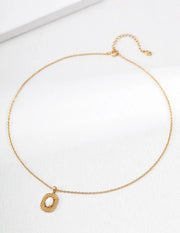 Vintage Woven Texture Gemstone Pendant Necklace-2