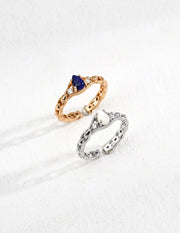 Vintage Zircon Lapis Lazuli / Mother-of-Pearl Ring-0