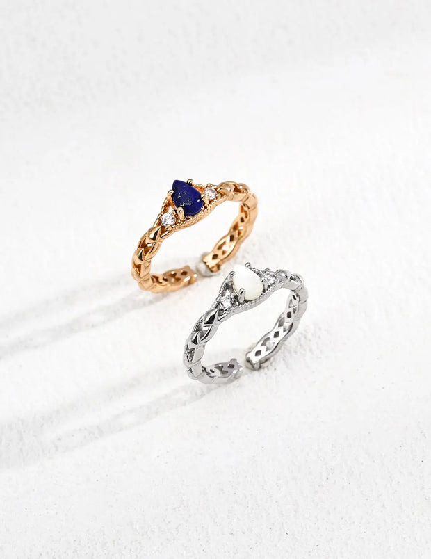 Vintage Zircon Lapis Lazuli / Mother-of-Pearl Ring-0