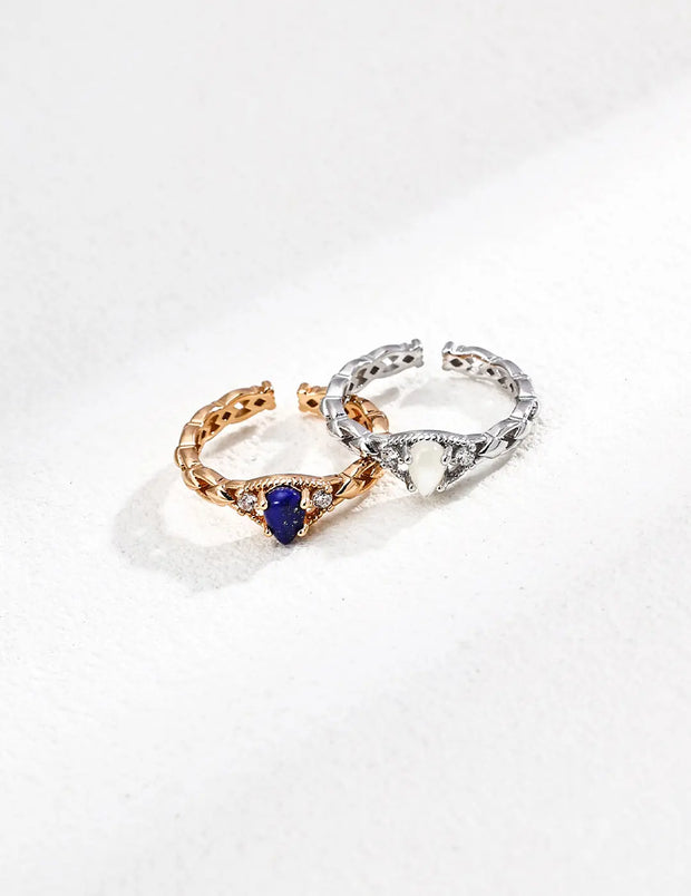 Vintage Zircon Lapis Lazuli / Mother-of-Pearl Ring-3