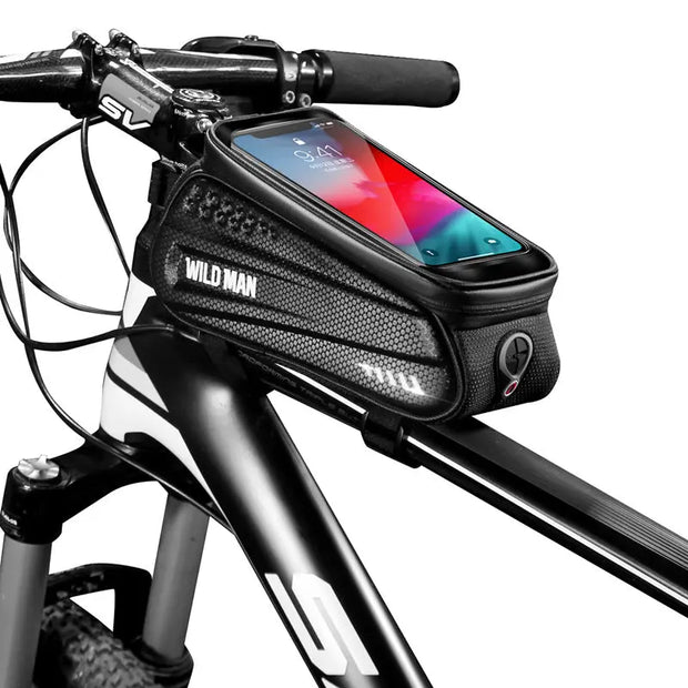 WILD MAN Hard shell bicycle bag front beam bag mountain bike phone touch screen upper tube bag saddle bag riding equipment - Memoriex 