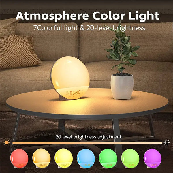 Wake-up Light Sunrise FM Radio Graffiti Smart APP Simulates Sunrise And Sunset Alarm Clock Atmosphere Night Light - Memoriex 