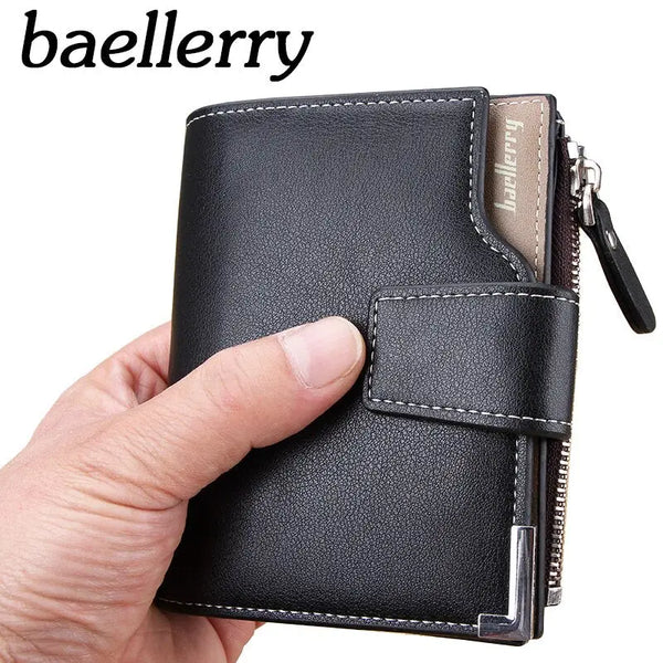 Wallet Baellerry brand Short men Wallets PU Leather male Purse Card Holder Wallet Fashion man Zipper Wallet men Coin bag - Memoriex 