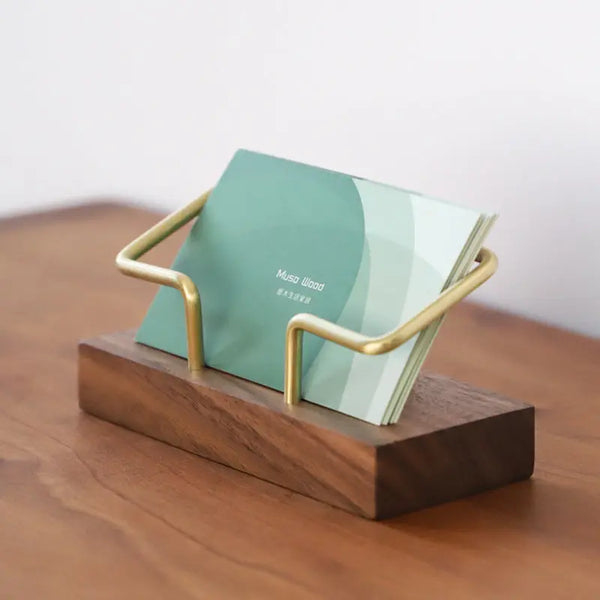 Walnut Brass Business Card Holder Wooden Business Card Holder Metal Business Card Holder Solid Wood Card Holder Signature Box - Memoriex 