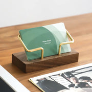 Walnut Brass Business Card Holder Wooden Business Card Holder Metal Business Card Holder Solid Wood Card Holder Signature Box - Memoriex 