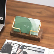 Walnut Brass Business Card Holder Wooden Business Card Holder Metal Business Card Holder Solid Wood Card Holder Signature Box - Memoriex 