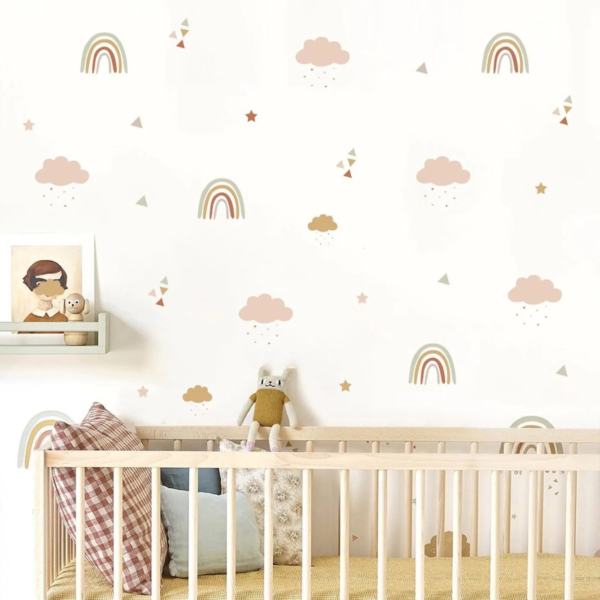 Wandaufkleber Kinder Regen Bogen und Wolken als Sticker Set-3