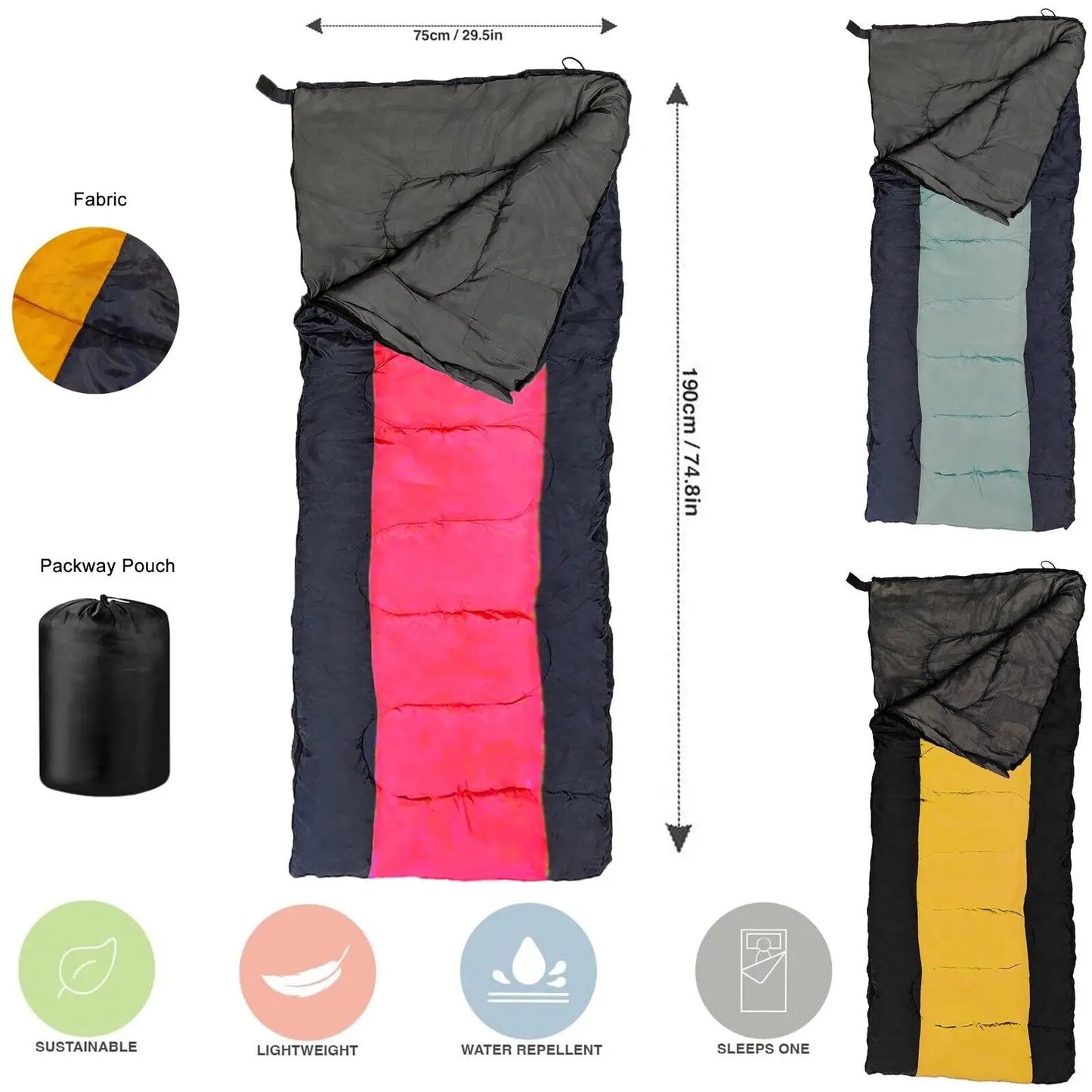 Warm Sleeping Bag with Pouch - Envelope - Memoriex 