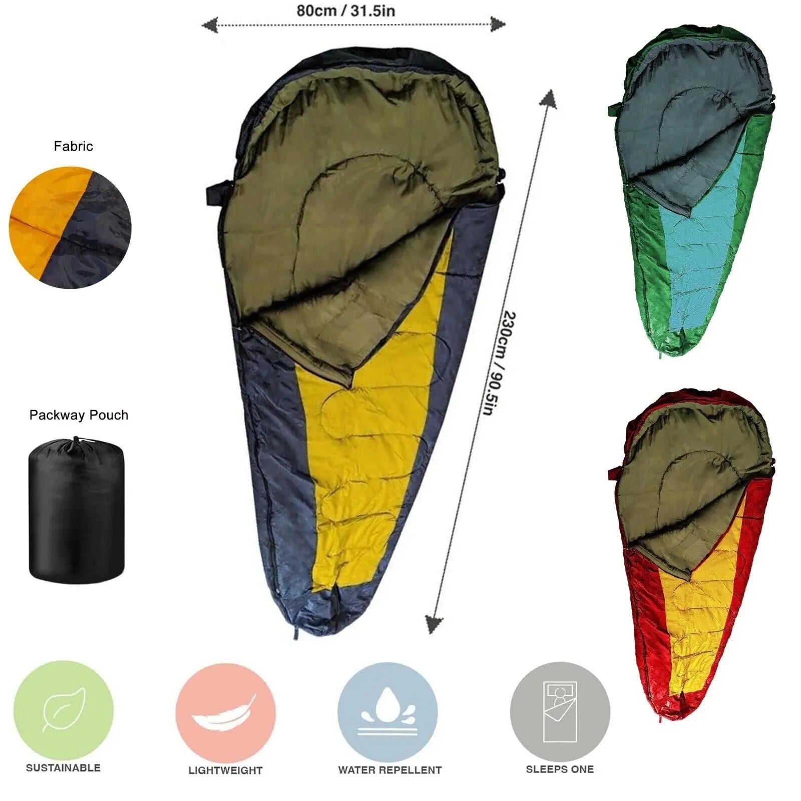 Warm Sleeping Bag with Pouch - Mummy - Memoriex 