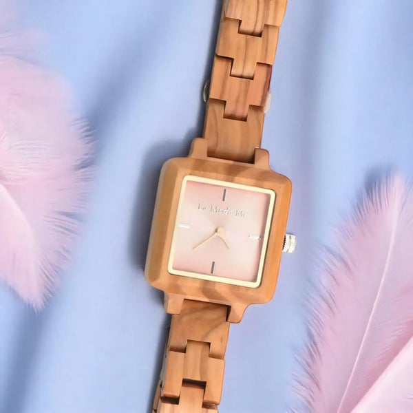 Watch La Piccola Natura - Eco-Friendly Olivewood Pink Timepiece-0
