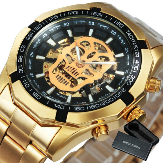 Watch Men Skeleton Automatic Mechanical Watch Gold Skeleton Vintage Man Watch Mens Watches - Memoriex 
