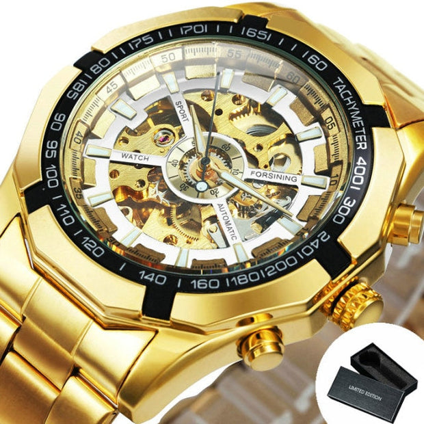 Watch Men Skeleton Automatic Mechanical Watch Gold Skeleton Vintage Man Watch Mens Watches - Memoriex 