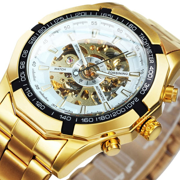 Watch Men Skeleton Automatic Mechanical Watch Gold Skeleton Vintage Man Watch Mens Watches - Memoriex 