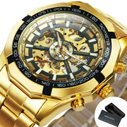 Watch Men Skeleton Automatic Mechanical Watch Gold Skeleton Vintage Man Watch Mens Watches - Memoriex 