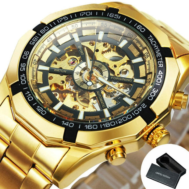 Watch Men Skeleton Automatic Mechanical Watch Gold Skeleton Vintage Man Watch Mens Watches - Memoriex 