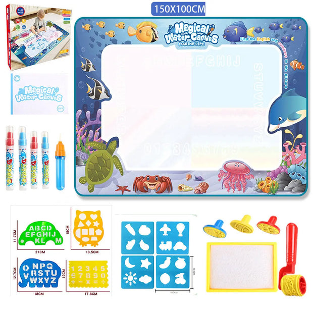 Water Doodle Mat Kids Toys Reusable Painting Writing Doodle Water Color Drawing Board Toddlers Preschool Education Toys - Memoriex 