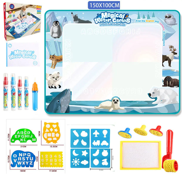 Water Doodle Mat Kids Toys Reusable Painting Writing Doodle Water Color Drawing Board Toddlers Preschool Education Toys - Memoriex 