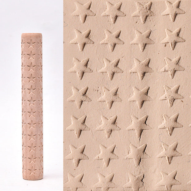 Water Meteor Pottery Tool Wooden Texture Mud Roll Embossing Stick - Memoriex 