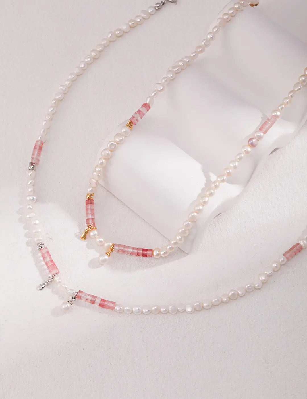 Watermelon Ruby Freshwater Pearl Necklace - Memoriex