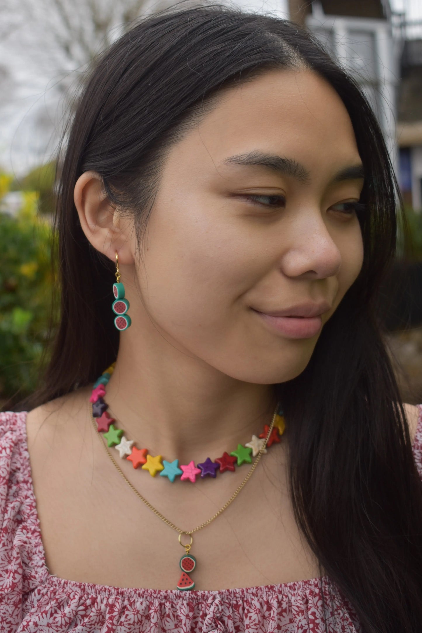 Watermelon fruit earrings -6