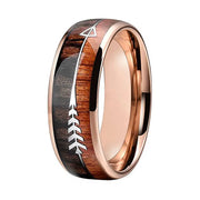 Wedding Rings For Men And Women Rose Gold Tungsten Wedding Band With Arrow And Double Woods Inlay - Memoriex 