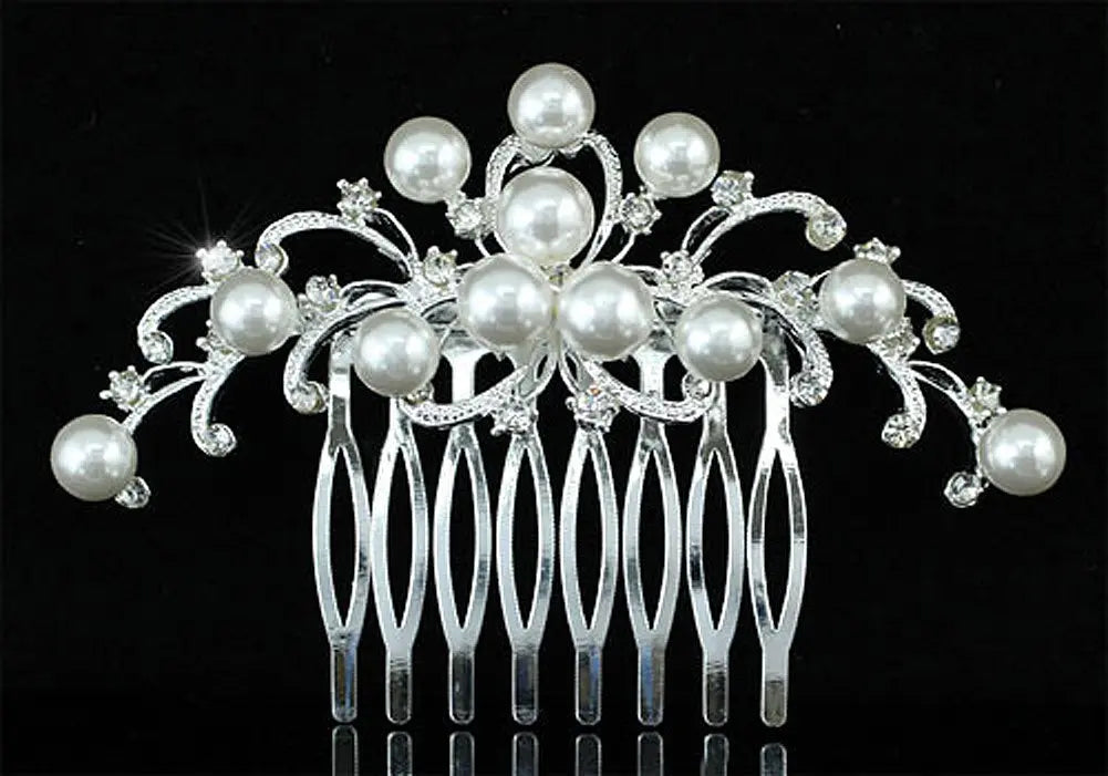 Wedding White Pearl Hair Comb XT1371-0