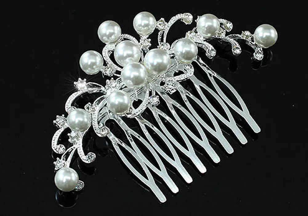 Wedding White Pearl Hair Comb XT1371-1