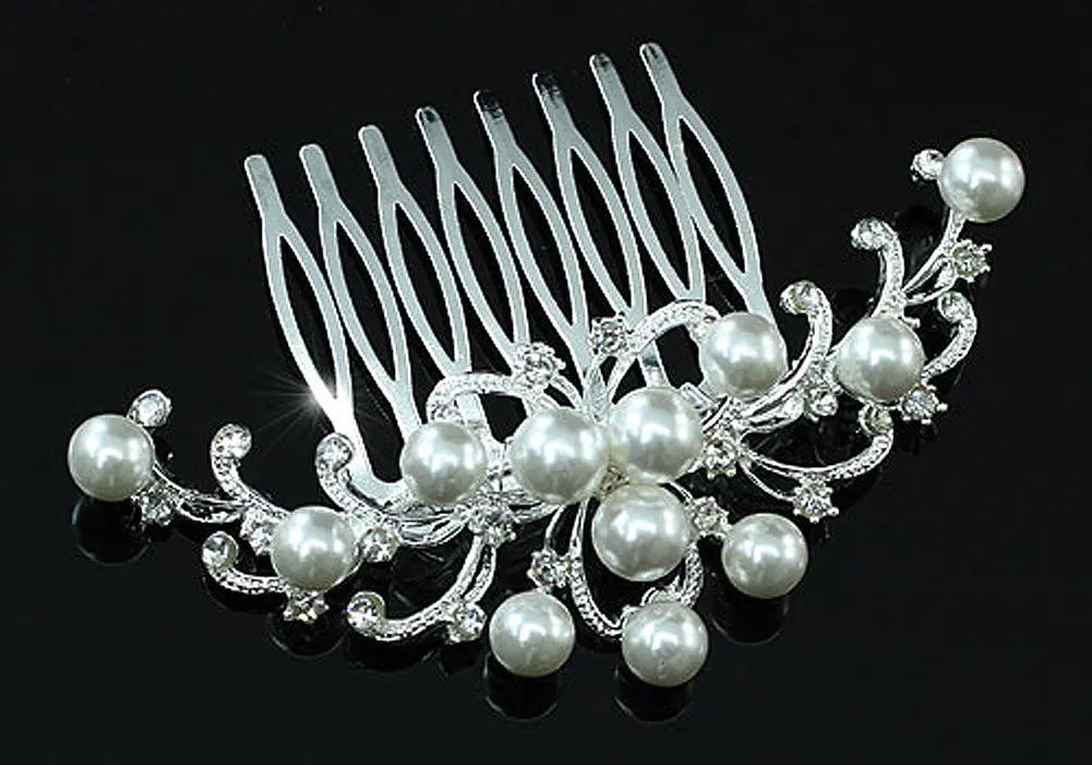 Wedding White Pearl Hair Comb XT1371-2