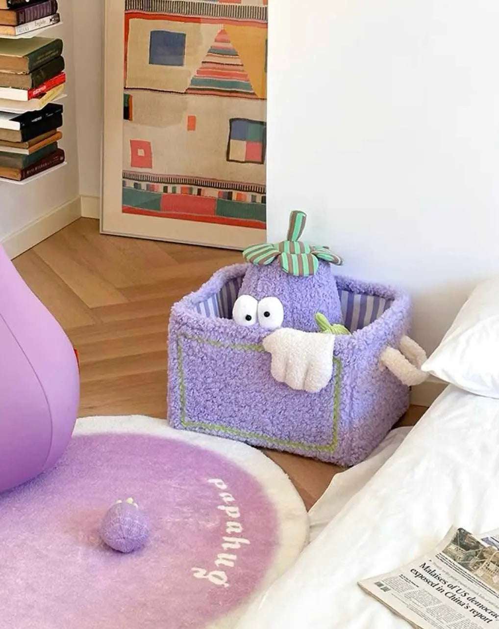 Whimsical Eclectic Big Eyes Plush Cute Laundry Storage Baskets - Laundry Bag for Kids Children-3