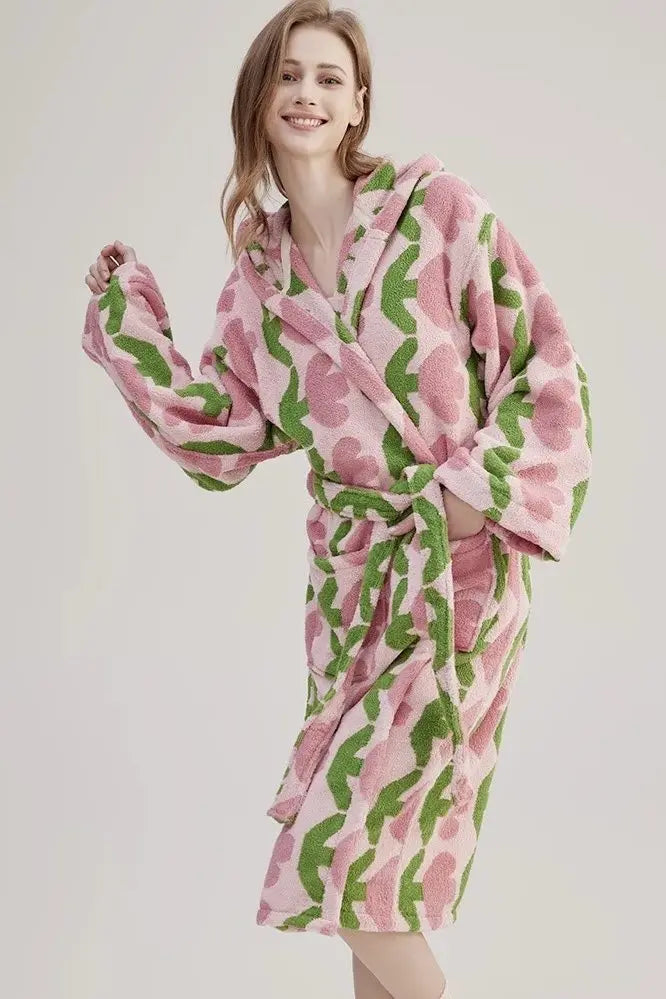 Whimsical Tulip Hooded Bath Robe - 100% Organic Long-stapled Cotton - Memoriex 