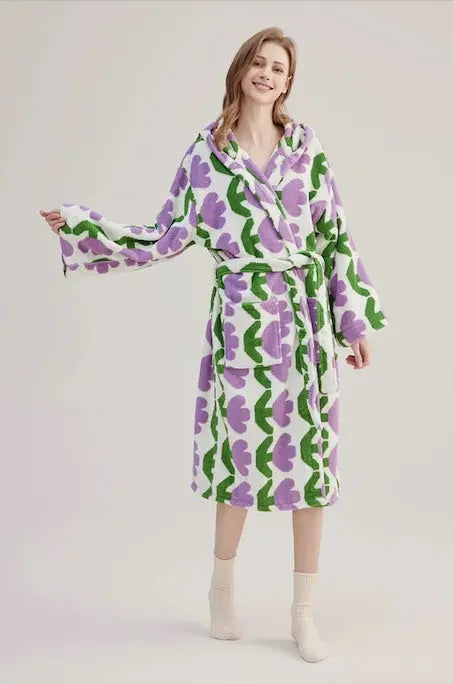 Whimsical Tulip Hooded Bath Robe - 100% Organic Long-stapled Cotton - Memoriex 